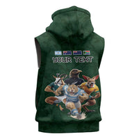 Custom Rugby Southern Hemisphere Sleeveless Hoodie Argentina AUNZ South Africa Mascot Green - Polynesian Pride
