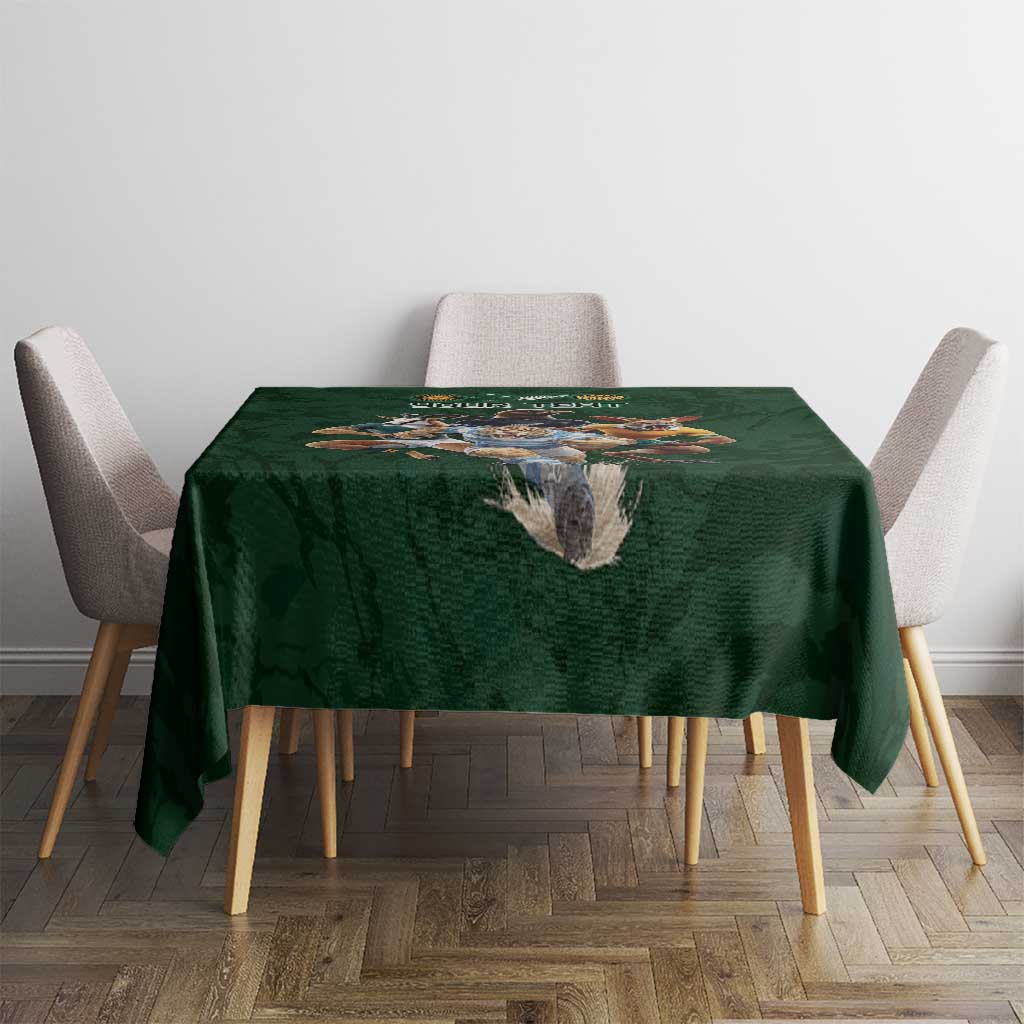 Custom Rugby Southern Hemisphere Tablecloth Argentina AUNZ South Africa Mascot Green - Polynesian Pride