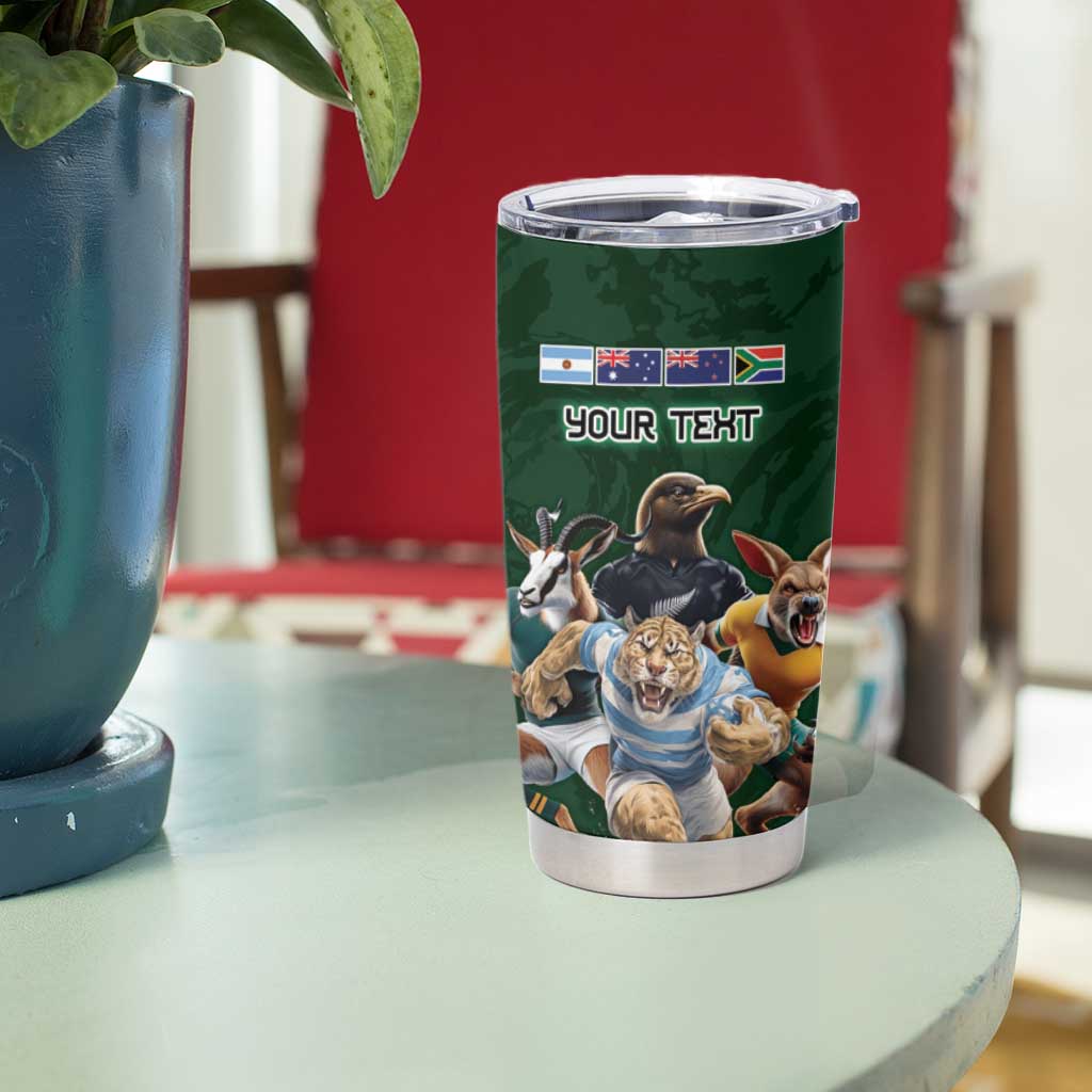 Custom Rugby Southern Hemisphere Tumbler Cup Argentina AUNZ South Africa Mascot Green - Polynesian Pride