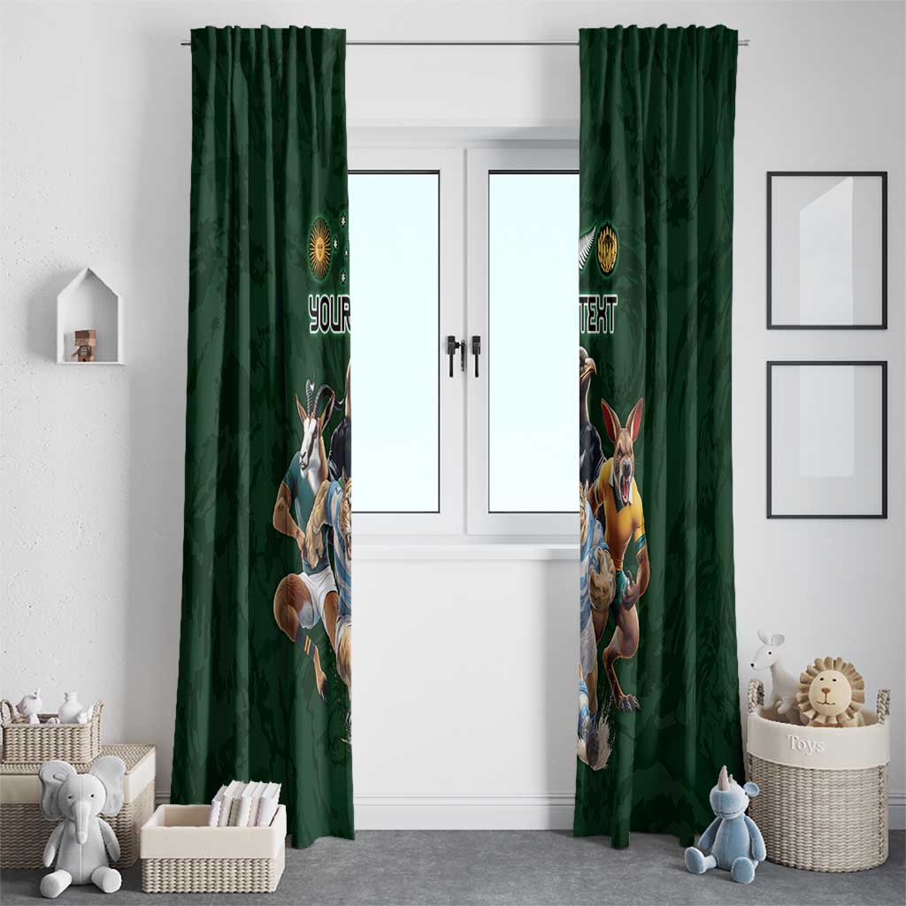 Custom Rugby Southern Hemisphere Window Curtain Argentina AUNZ South Africa Mascot Green - Polynesian Pride