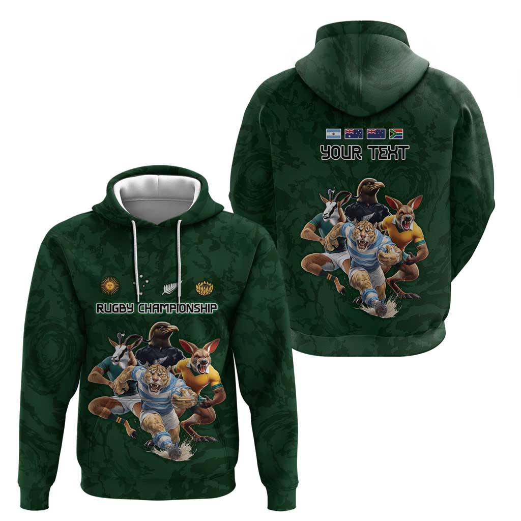 Custom Rugby Southern Hemisphere Zip Hoodie Argentina AUNZ South Africa Mascot Green - Polynesian Pride