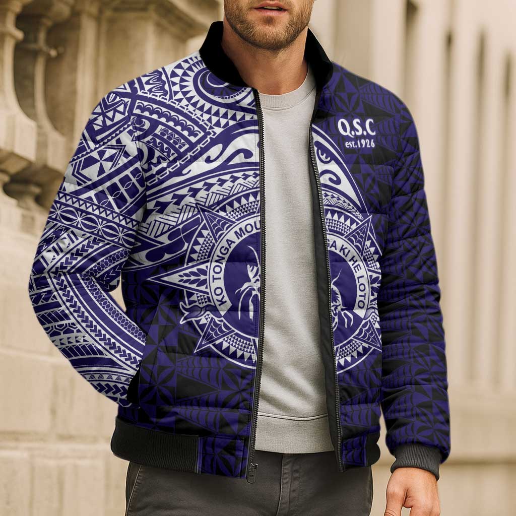 Tonga Queen Salote College 100th Years Bomber Puffer Jacket Est 1926 Tongan Ngatu Tapa - Polynesian Pride