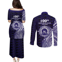 Tonga Queen Salote College 100th Years Couples Matching Puletasi and Long Sleeve Button Shirt Est 1926 Tongan Ngatu Tapa - Polynesian Pride