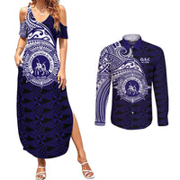 Tonga Queen Salote College 100th Years Couples Matching Summer Maxi Dress and Long Sleeve Button Shirt Est 1926 Tongan Ngatu Tapa - Polynesian Pride
