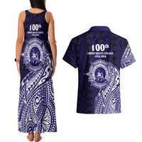 Tonga Queen Salote College 100th Years Couples Matching Tank Maxi Dress and Hawaiian Shirt Est 1926 Tongan Ngatu Tapa - Polynesian Pride