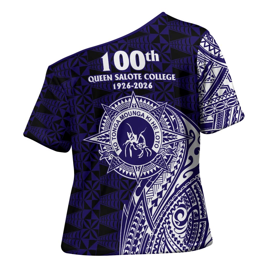 Tonga Queen Salote College 100th Years Cross Shoulder Shirt Est 1926 Tongan Ngatu Tapa - Polynesian Pride