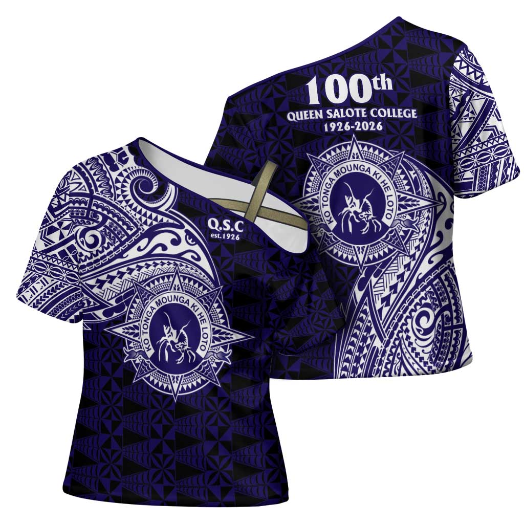 Tonga Queen Salote College 100th Years Cross Shoulder Shirt Est 1926 Tongan Ngatu Tapa - Polynesian Pride