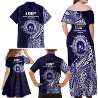 Tonga Queen Salote College 100th Years Family Matching Off Shoulder Maxi Dress and Hawaiian Shirt Est 1926 Tongan Ngatu Tapa - Polynesian Pride