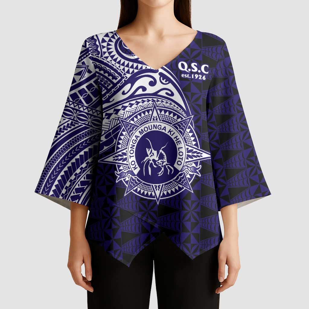 Tonga Queen Salote College 100th Years Kimono Sleeve Blouse Est 1926 Tongan Ngatu Tapa - Polynesian Pride