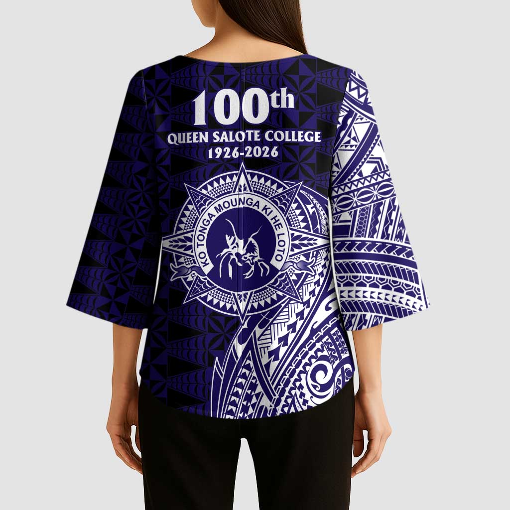 Tonga Queen Salote College 100th Years Kimono Sleeve Blouse Est 1926 Tongan Ngatu Tapa - Polynesian Pride