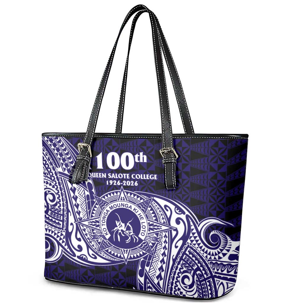 Tonga Queen Salote College 100th Years Leather Tote Bag Est 1926 Tongan Ngatu Tapa - Polynesian Pride
