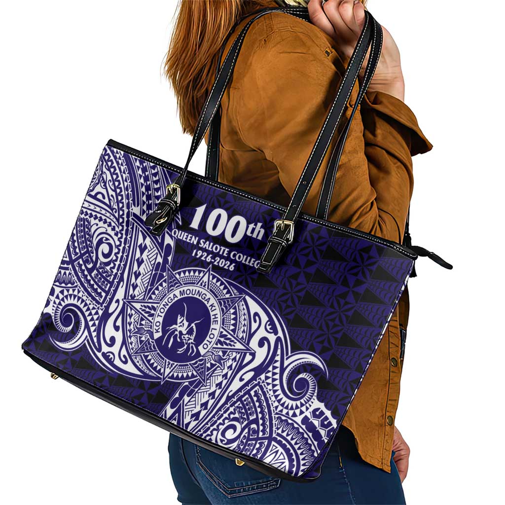 Tonga Queen Salote College 100th Years Leather Tote Bag Est 1926 Tongan Ngatu Tapa - Polynesian Pride