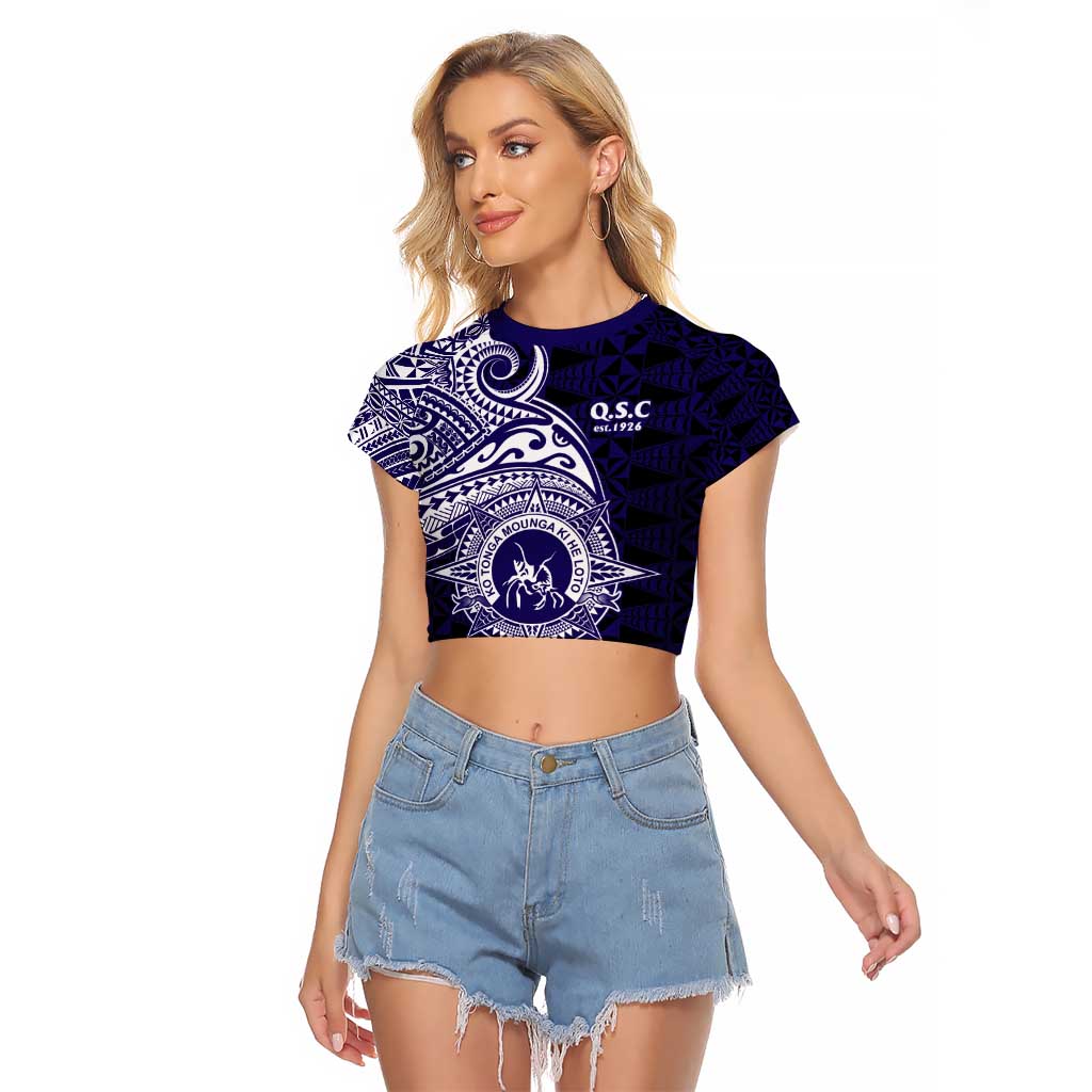 Tonga Queen Salote College 100th Years Raglan Cropped T Shirt Est 1926 Tongan Ngatu Tapa - Polynesian Pride