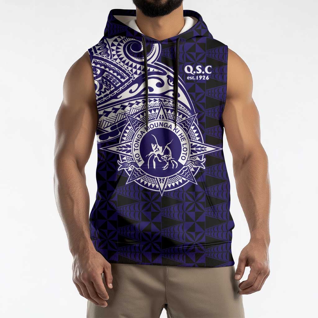 Tonga Queen Salote College 100th Years Sleeveless Hoodie Est 1926 Tongan Ngatu Tapa - Polynesian Pride