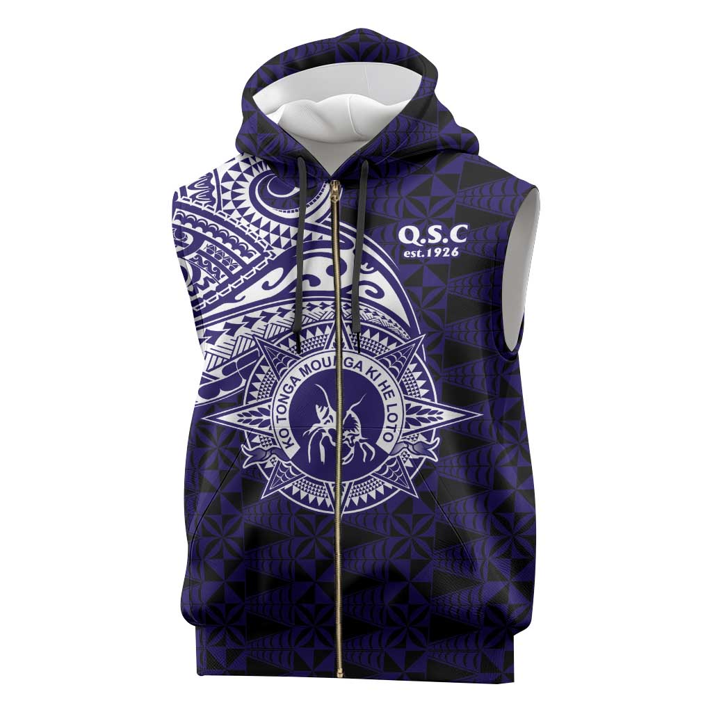 Tonga Queen Salote College 100th Years Sleeveless Zip Hoodie Est 1926 Tongan Ngatu Tapa - Polynesian Pride