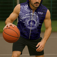 Tonga Queen Salote College 100th Years Sleeveless Zip Hoodie Est 1926 Tongan Ngatu Tapa - Polynesian Pride