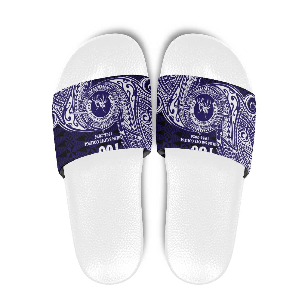 Tonga Queen Salote College 100th Years Slide Sandals Est 1926 Tongan Ngatu Tapa - Polynesian Pride