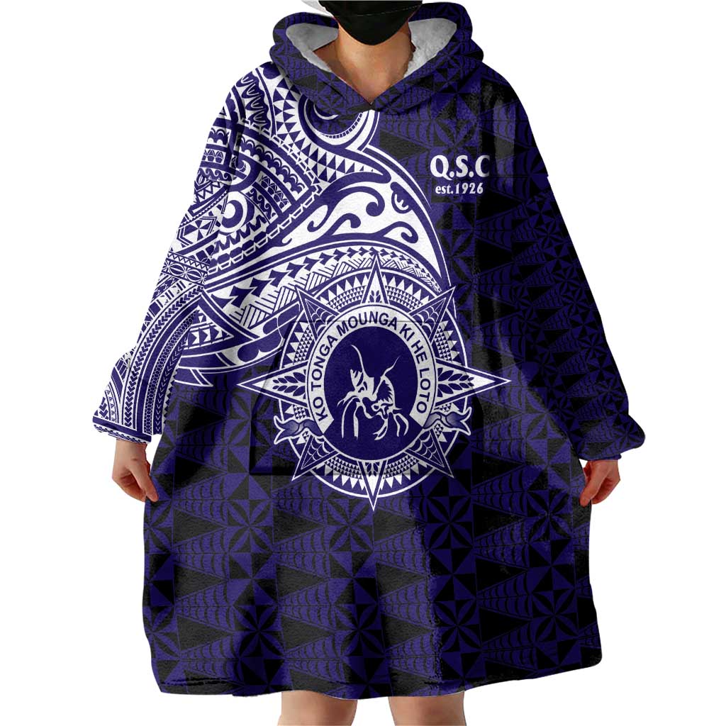 Tonga Queen Salote College 100th Years Wearable Blanket Hoodie Est 1926 Tongan Ngatu Tapa - Polynesian Pride