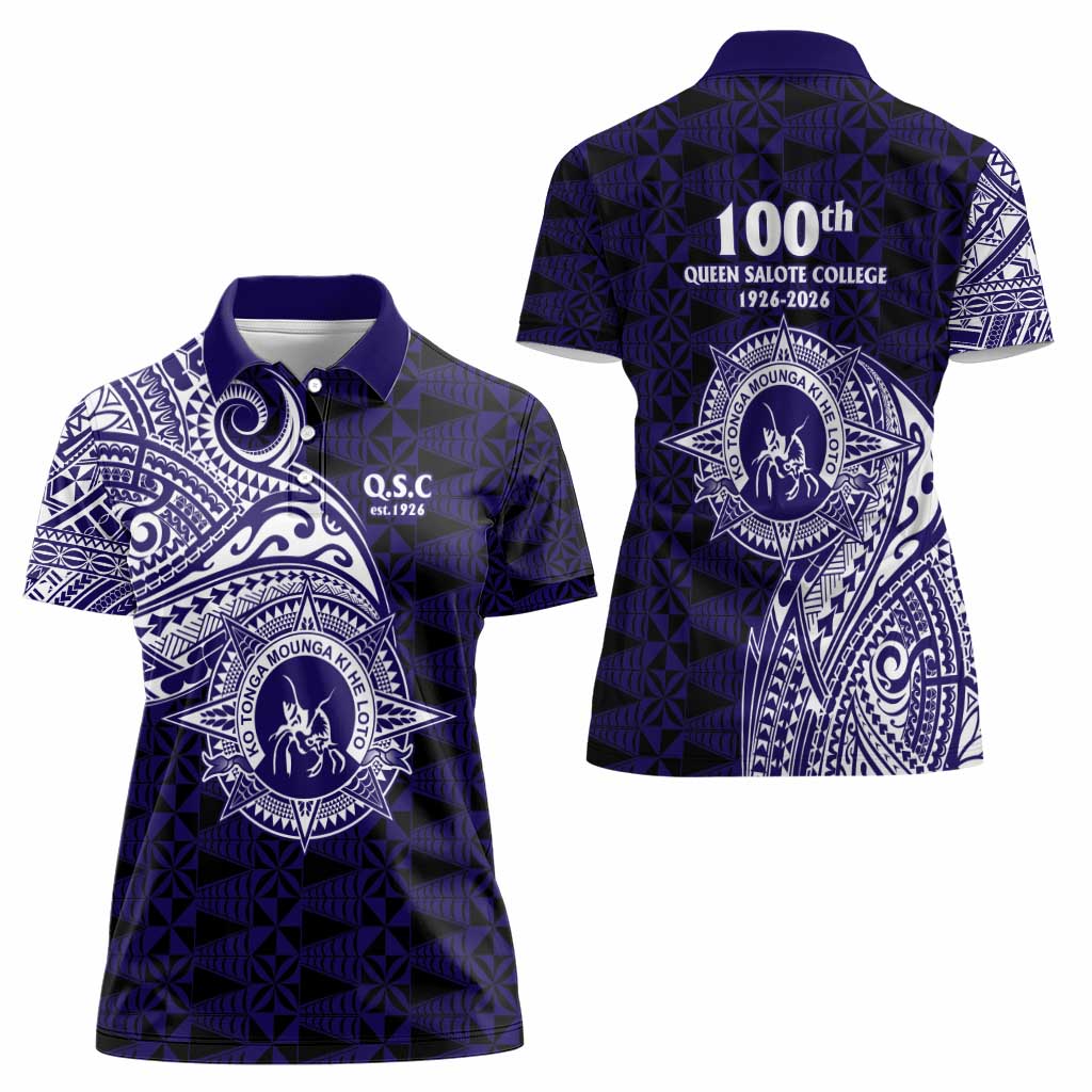 Tonga Queen Salote College 100th Years Women Polo Shirt Est 1926 Tongan Ngatu Tapa - Polynesian Pride