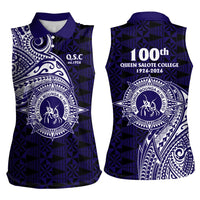 Tonga Queen Salote College 100th Years Women Sleeveless Polo Shirt Est 1926 Tongan Ngatu Tapa - Polynesian Pride
