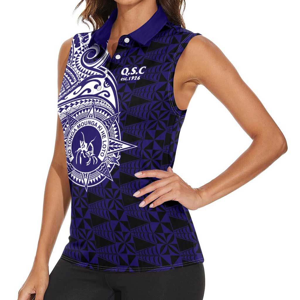 Tonga Queen Salote College 100th Years Women Sleeveless Polo Shirt Est 1926 Tongan Ngatu Tapa - Polynesian Pride