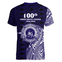 Tonga Queen Salote College 100th Years Women V-Neck T-Shirt Est 1926 Tongan Ngatu Tapa - Polynesian Pride