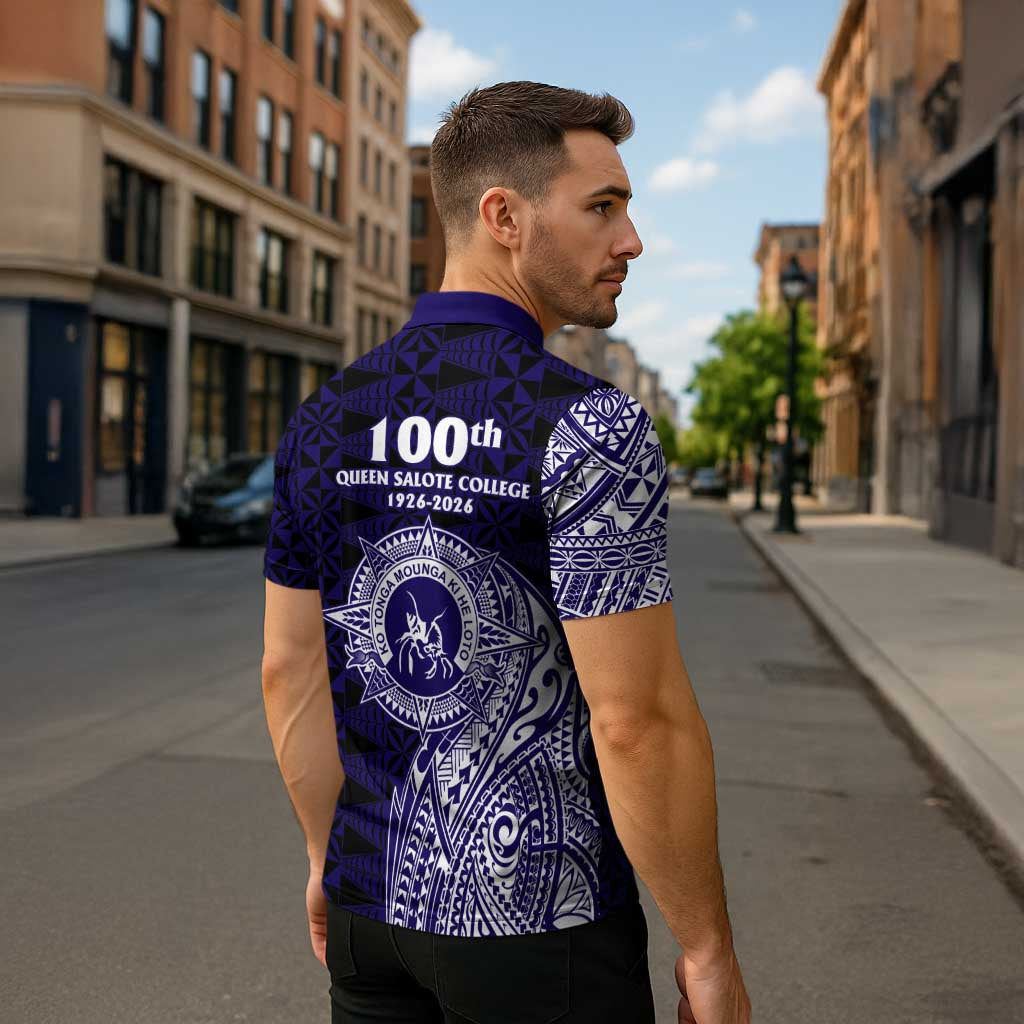 Tonga Queen Salote College 100th Years Zipper Polo Shirt Est 1926 Tongan Ngatu Tapa - Polynesian Pride