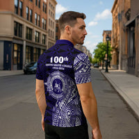 Tonga Queen Salote College 100th Years Zipper Polo Shirt Est 1926 Tongan Ngatu Tapa - Polynesian Pride