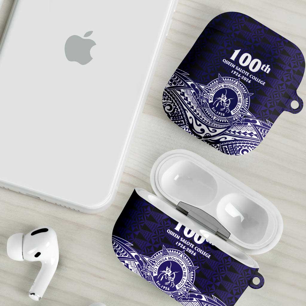 Tonga Queen Salote College 100th Years AirPods Case Blue Tonga Kupesi Uniquely Pacific Art - Polynesian Pride