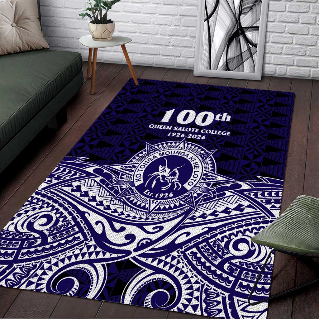 Tonga Queen Salote College 100th Years Area Rug Blue Tonga Kupesi Uniquely Pacific Art - Polynesian Pride