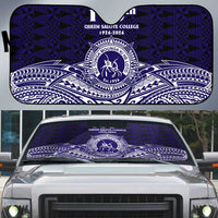 Tonga Queen Salote College 100th Years Auto Sun Shade Blue Tonga Kupesi Uniquely Pacific Art LT9 Blue - Polynesian Pride