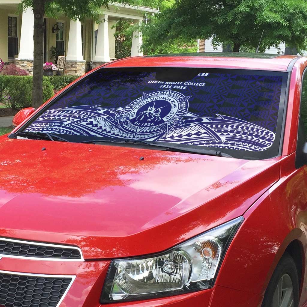 Tonga Queen Salote College 100th Years Auto Sun Shade Blue Tonga Kupesi Uniquely Pacific Art LT9 - Polynesian Pride