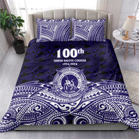 Tonga Queen Salote College 100th Years Bedding Set Blue Tonga Kupesi Uniquely Pacific Art - Polynesian Pride