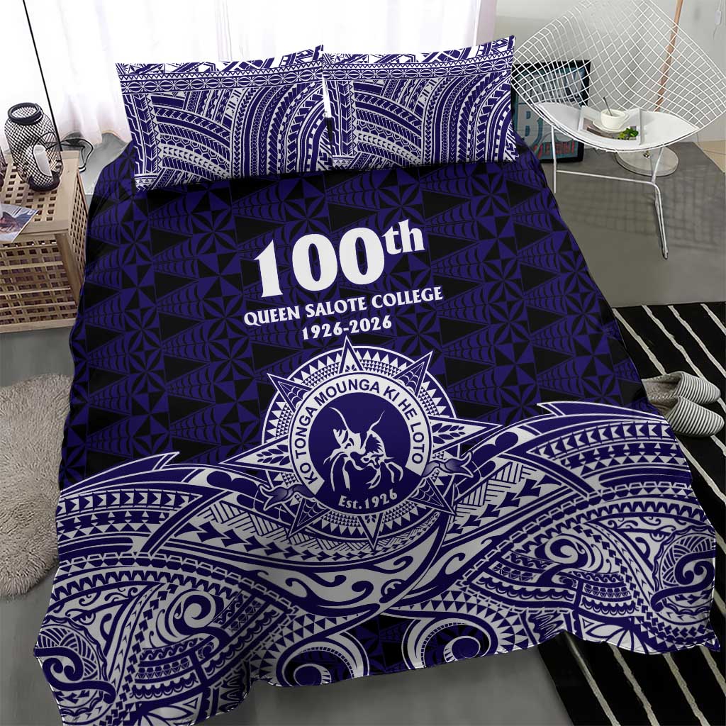 Tonga Queen Salote College 100th Years Bedding Set Blue Tonga Kupesi Uniquely Pacific Art - Polynesian Pride