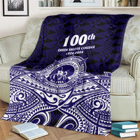 Tonga Queen Salote College 100th Years Blanket Blue Tonga Kupesi Uniquely Pacific Art - Polynesian Pride