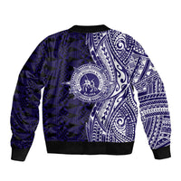 Tonga Queen Salote College 100th Years Bomber Jacket Blue Tonga Kupesi Uniquely Pacific Art - Polynesian Pride