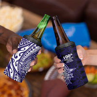 Tonga Queen Salote College 100th Years 4 in 1 Can Cooler Tumbler Blue Tonga Kupesi Uniquely Pacific Art - Polynesian Pride