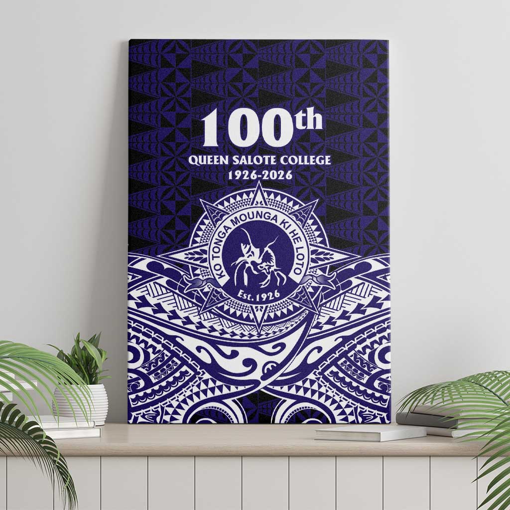 Tonga Queen Salote College 100th Years Canvas Wall Art Blue Tonga Kupesi Uniquely Pacific Art - Polynesian Pride