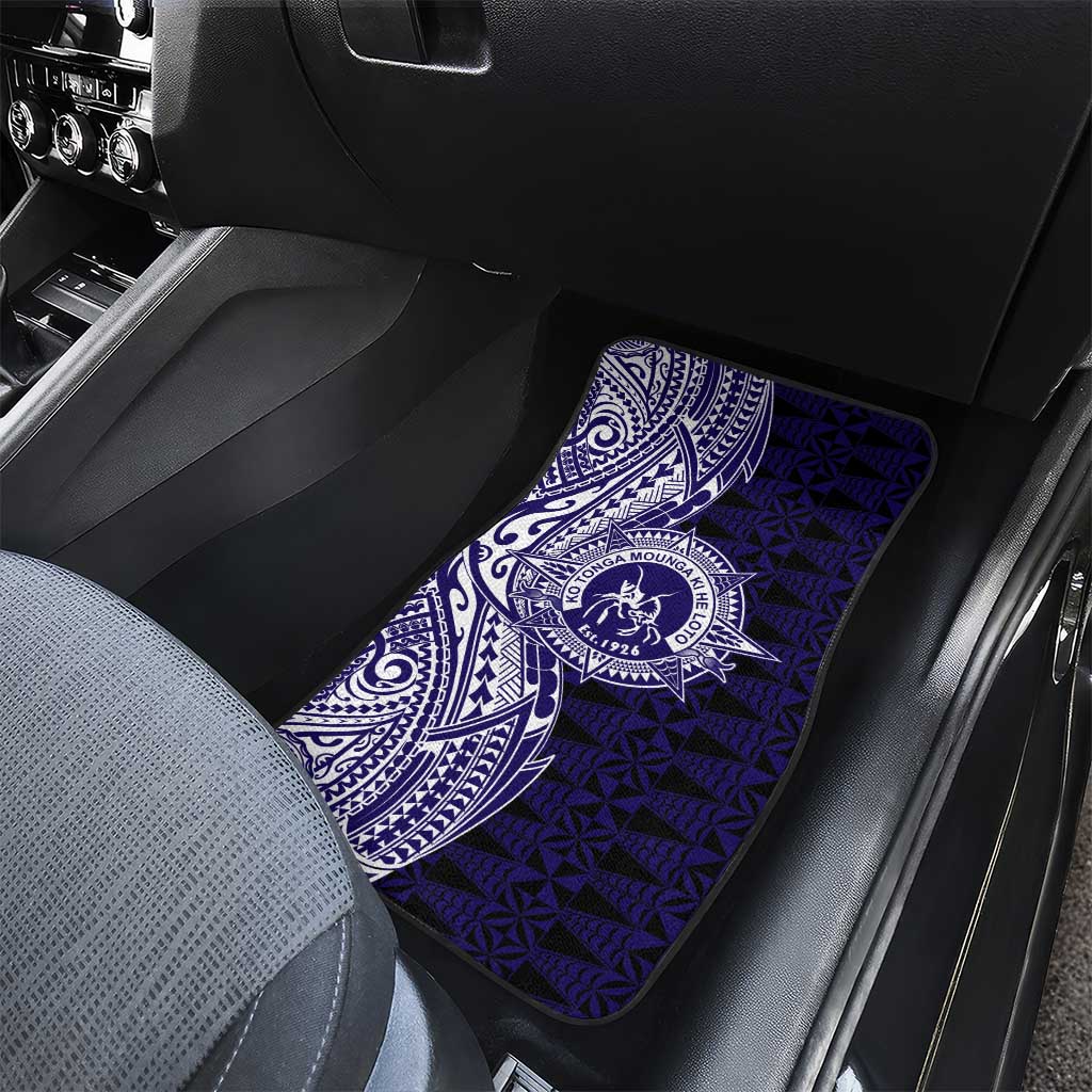 Tonga Queen Salote College 100th Years Car Mats Blue Tonga Kupesi Uniquely Pacific Art - Polynesian Pride