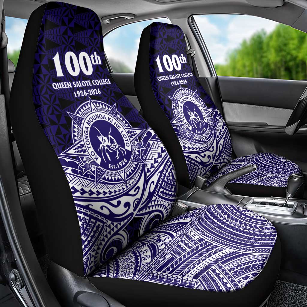 Tonga Queen Salote College 100th Years Car Seat Cover Blue Tonga Kupesi Uniquely Pacific Art - Polynesian Pride