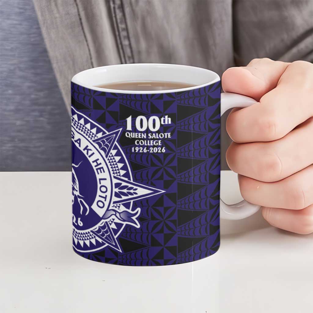 Tonga Queen Salote College 100th Years Ceramic Mug Blue Tonga Kupesi Uniquely Pacific Art - Polynesian Pride