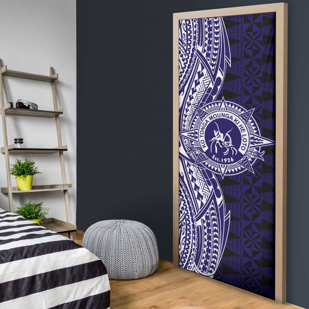 Tonga Queen Salote College 100th Years Door Cover Blue Tonga Kupesi Uniquely Pacific Art - Polynesian Pride
