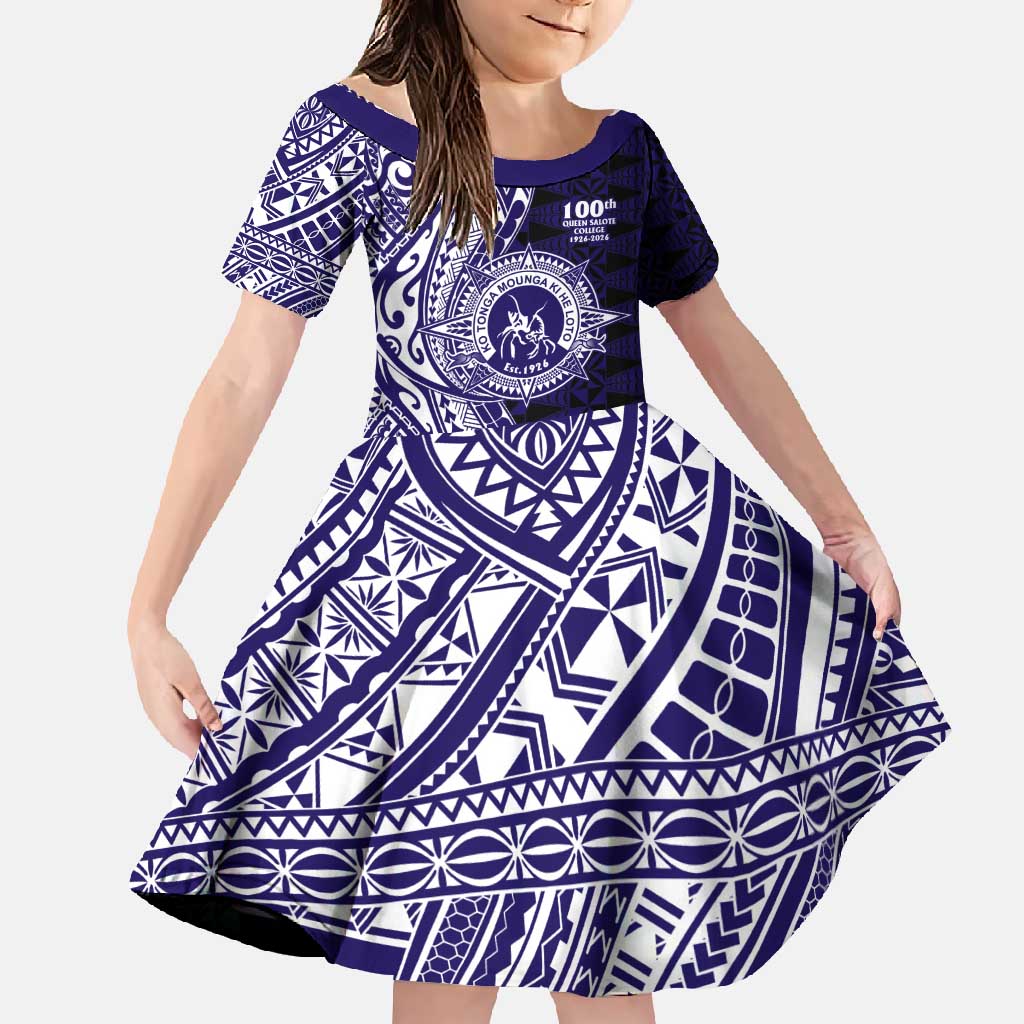 Tonga Queen Salote College 100th Years Family Matching Long Sleeve Bodycon Dress and Hawaiian Shirt Blue Tonga Kupesi Uniquely Pacific Art - Polynesian Pride