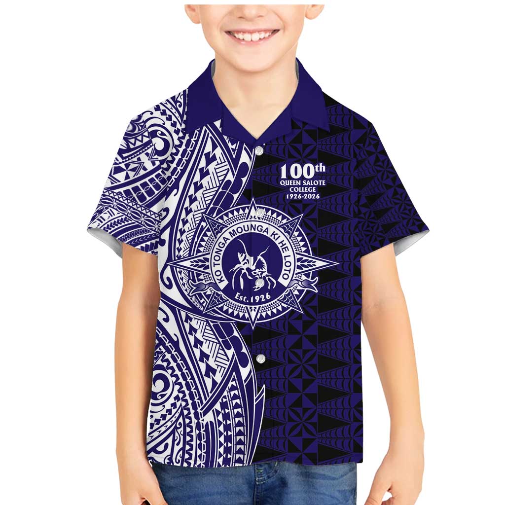 Tonga Queen Salote College 100th Years Family Matching Mermaid Dress and Hawaiian Shirt Blue Tonga Kupesi Uniquely Pacific Art - Polynesian Pride