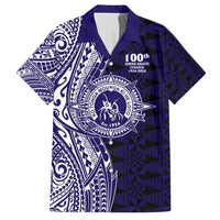 Tonga Queen Salote College 100th Years Family Matching Puletasi and Hawaiian Shirt Blue Tonga Kupesi Uniquely Pacific Art - Polynesian Pride