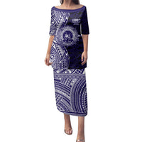 Tonga Queen Salote College 100th Years Family Matching Puletasi and Hawaiian Shirt Blue Tonga Kupesi Uniquely Pacific Art - Polynesian Pride