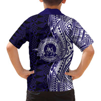 Tonga Queen Salote College 100th Years Family Matching Summer Maxi Dress and Hawaiian Shirt Blue Tonga Kupesi Uniquely Pacific Art - Polynesian Pride