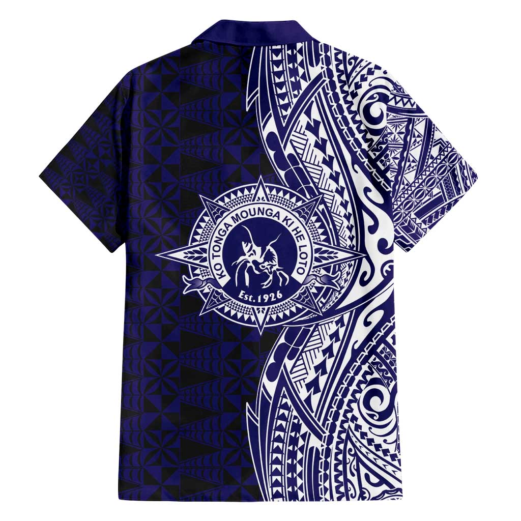 Tonga Queen Salote College 100th Years Family Matching Summer Maxi Dress and Hawaiian Shirt Blue Tonga Kupesi Uniquely Pacific Art - Polynesian Pride