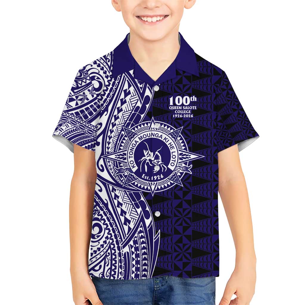 Tonga Queen Salote College 100th Years Hawaiian Shirt Blue Tonga Kupesi Uniquely Pacific Art - Polynesian Pride