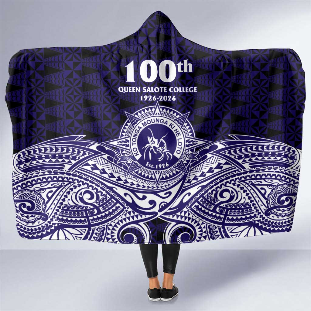 Tonga Queen Salote College 100th Years Hooded Blanket Blue Tonga Kupesi Uniquely Pacific Art - Polynesian Pride